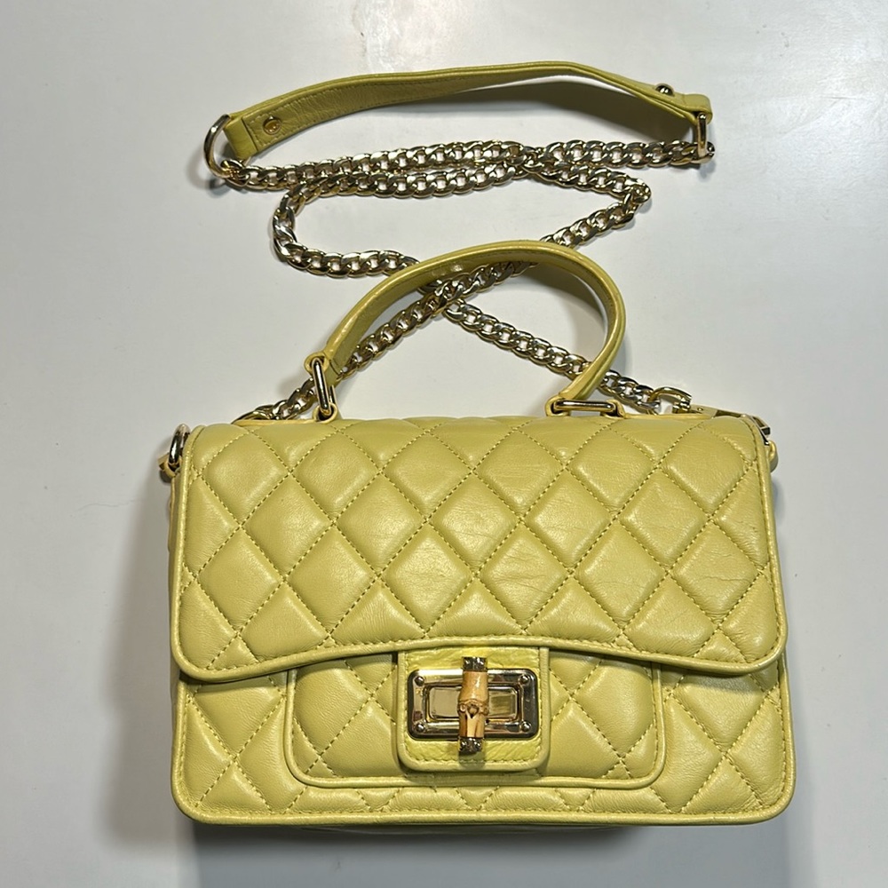 J. McLaughlin Yellow Leather Handbag Purse